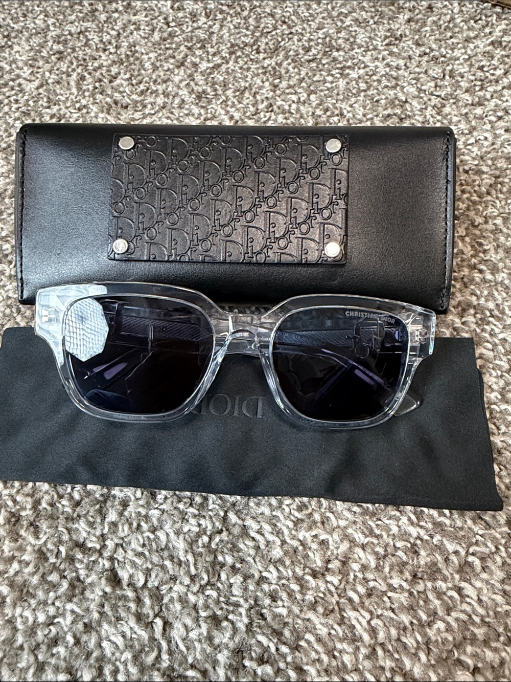 Christian Dior Clear Frame Sunglasses with Black Lenses